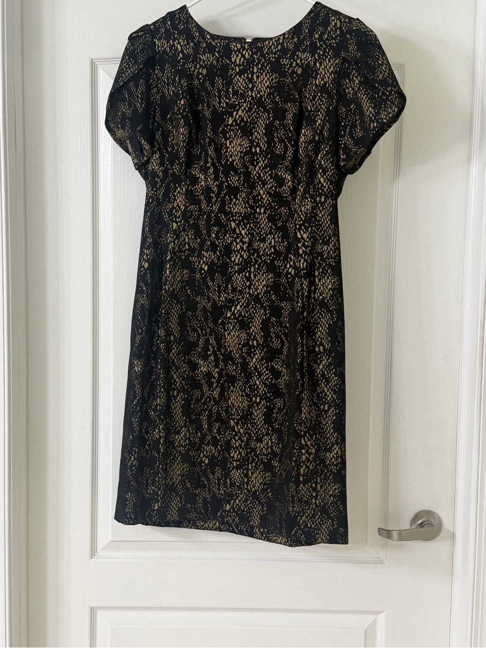 Calvin Klein Black and Gold Snake-Print Shift Dress